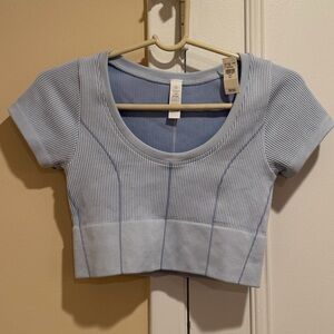 NEW-offline by Aerie Light Blue Ribbed Crop Top